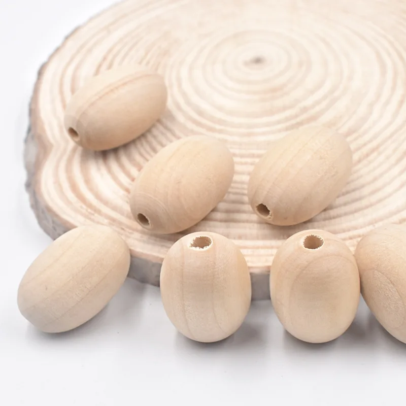 DIY 10Pcs/Pack 20*30mm Natural Color Oval Shape Wooden Beads Loose Beads Handmade Custom Fashion Charm Crafts Accessories