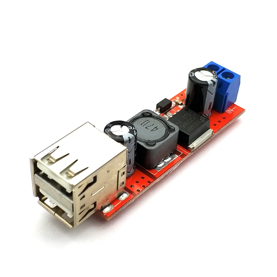 차량용 더블 USB 충전 DC-DC 스텝 다운 컨버터 모듈, DC 6V-40V ~ 5V 3A, 차량 충전기 LM2596 듀얼 2 USB