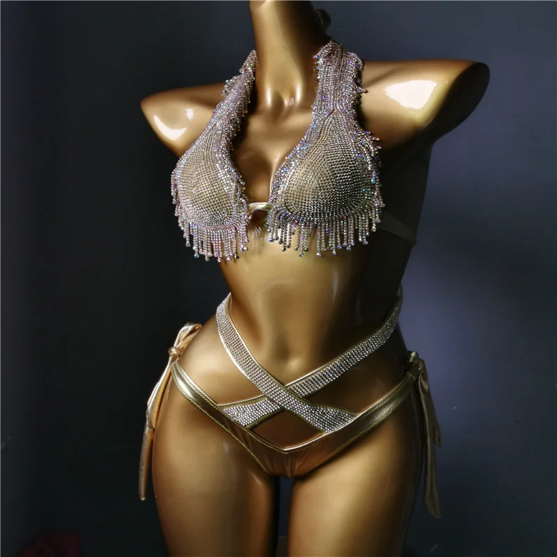 2021  venus vacation diamond bikini set new style sexy women swimwear   beachwear bathing suit bling stones  bikini