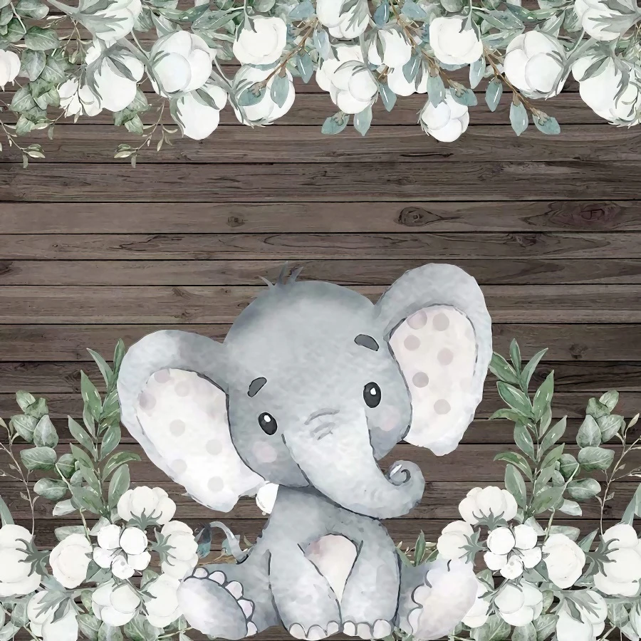 Elephant Baby Shower Backdrop Photography Moon Star Party Customized Banner Portrait Photo Background Photocall Photo Studio image 3