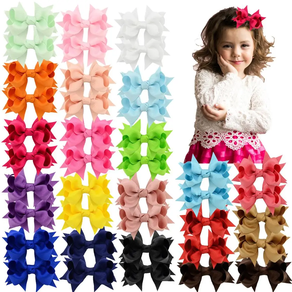 40Pcs 3 inch  Baby Girl Solid Ribbon Hair Bows Alligator Clips for Toddlers,Kids,Children