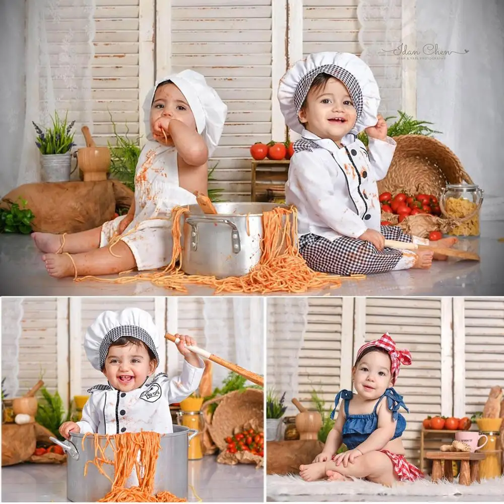 Newborn Kitchen Photography Background Wooden Door Backdrop Baby Shower Children Portrait Party Decorative Props Photo Studio