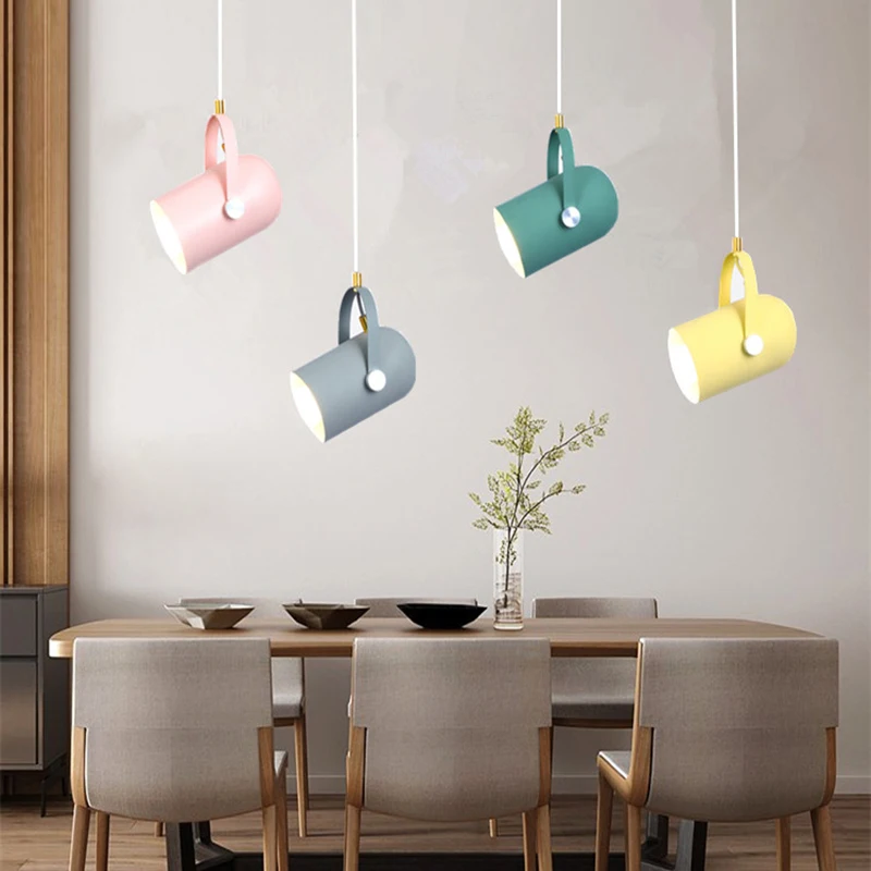 Nordic Pendant Lights Minimalism Broplight Iron/Angle Adjustable E27 Small  Clothing Store/Restaurant/Bar Hanging Lamp