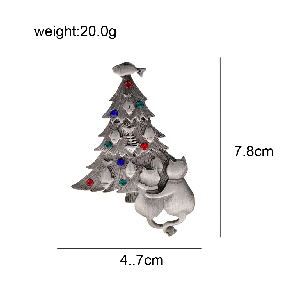 CINDY XIANG New Alloy Rhinestone Christmas Tree Brooches For Women Cute Animal Cats And Fish Brooch Pins New Year Christmas Gift