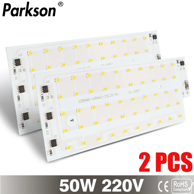 2 pièces/lot 50W perles de lampe LED SMD 2835 puce LED Smart IC projecteur 220V 240V extérieur bricolage ampoule LED projecteur éclairage