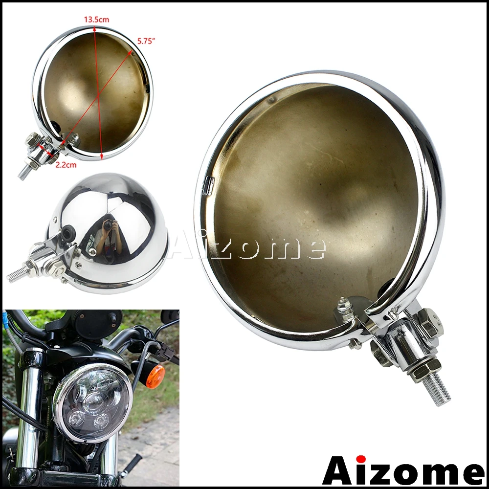 Chrome Motorcycle Headlamp Housing Light Shell 5.75\