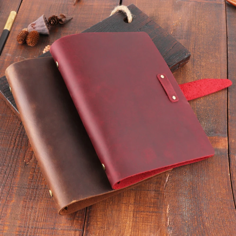 High Quality Vintage Genuine Leather Cover Notebook A5 Spiral Diary Ring Binder Journals Sketchbook Agenda Planner Stationery