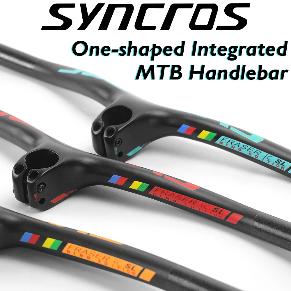 syncros Custom Matte Carbon Fiber Mountain Bike Integrated MTB Bicycle Handlebar FRASER IC SL With Stem Angle -8/-17/-25 Degree