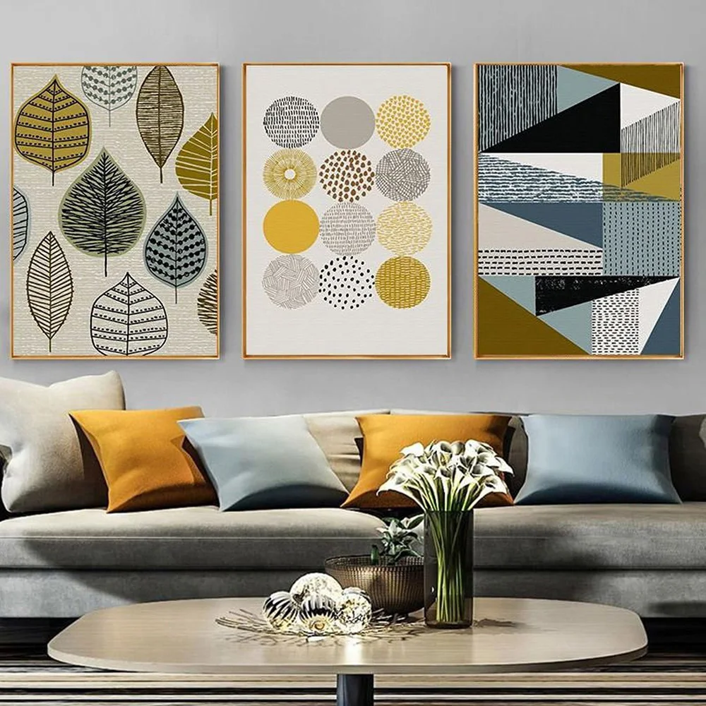 

Abstract Colorful Leaves Canvas Painting Retro Green Plant Poster Print Fashion Decor Square Wall Art Picture For Living Room HD