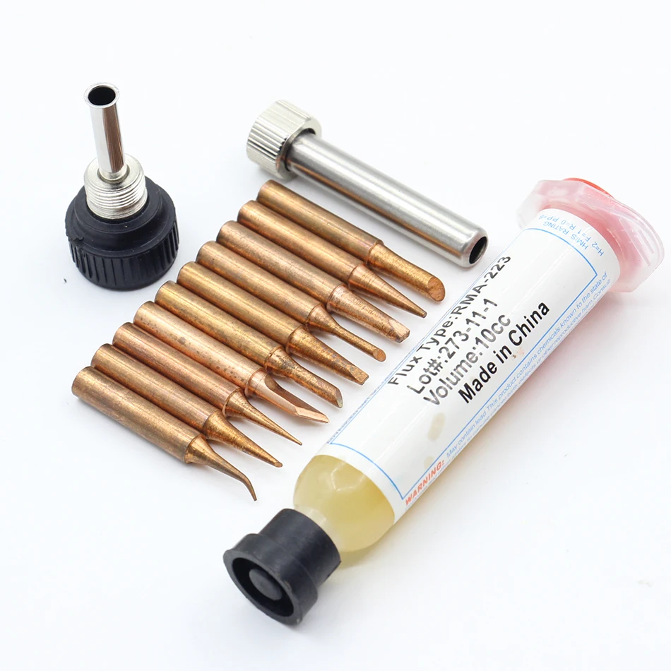 10pcs/lot Iron casing Solder Iron Tip 900M-T Flux For 936 SAIKE ATTEN GORDAK KADA YIHUA Soldering Rework Station Iron Tsui