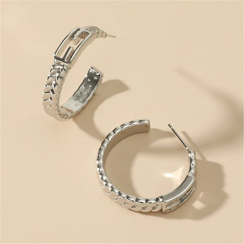 MANGOSKY New Weave Style C Hoop 925 Silver Needle Earrings For Women Gift