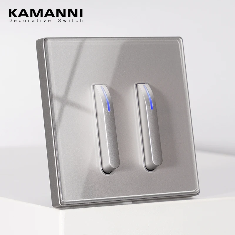 

KAMANNI Luxury Light Switch LED Indicator Crystal Tempered Glass Piano Key Model design White Push Botton Wall Switches 220V New