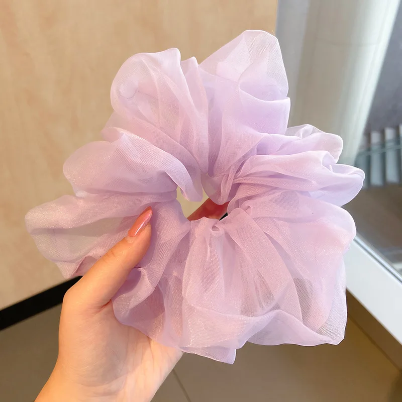 Organza Seide Traum Weiß Scrunchies Pferdeschwanz Halter Dame Große Haar Ring Luxus Haar Zubehör Stickerei Kirsche Haar Kreis – Detail 15
