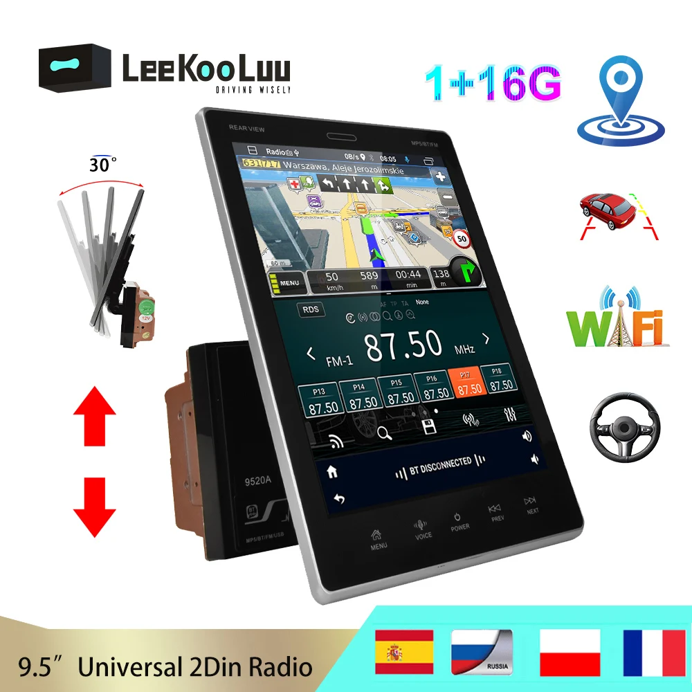 

LeeKooLuu 2 Din Android 9.1 Car Multimedia Video Player 2Din 9.5" Vertical screen Car Radio GPS Stereo for VW Nissan Toyota Kia
