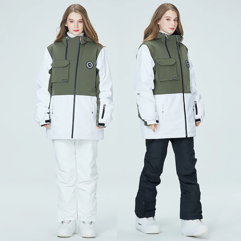 Chaqueta de Snowboard con capucha para hombre y mujer, traje de esquí cálido de invierno, a prueba de viento, impermeable, para lluvia de montaña,