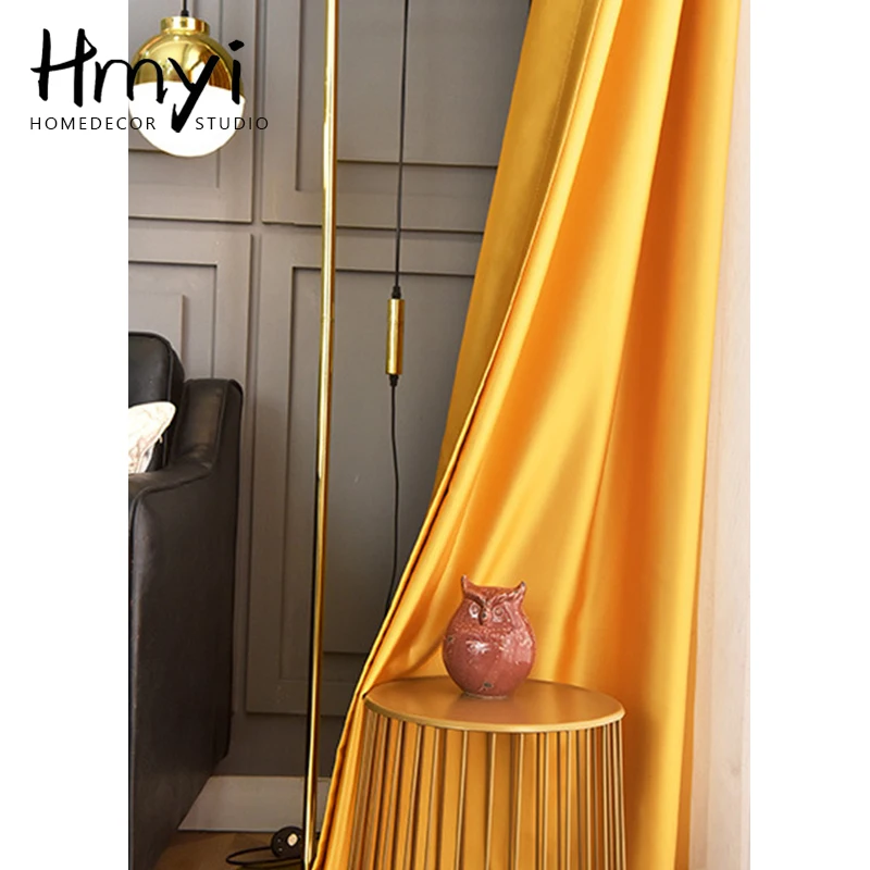 Yellow Solid Blackout Curtains for Living Room Luxury Curtains for Bedroom Curtains for Window Treatment Finished Blinds Drapes