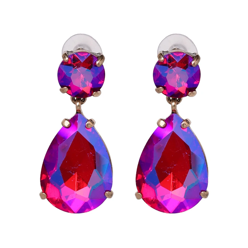 JURAN Hot Brand Bling Crystal Drop Earrings Colorful Rhinestone Dangle Earrings for Women Bridal Party Jewelry Wholesale