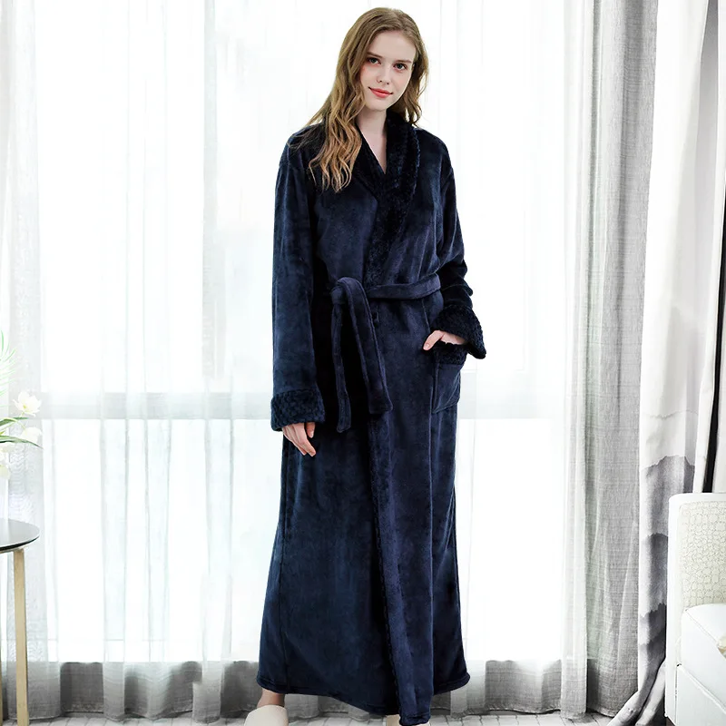 Aanpassen Nama Datum Vrouwen Mannen Warm Dobby Coral Fleece Badjas Winter Dikke Flanel Thermische Kimono Dressing Gown Bruid Peignoir