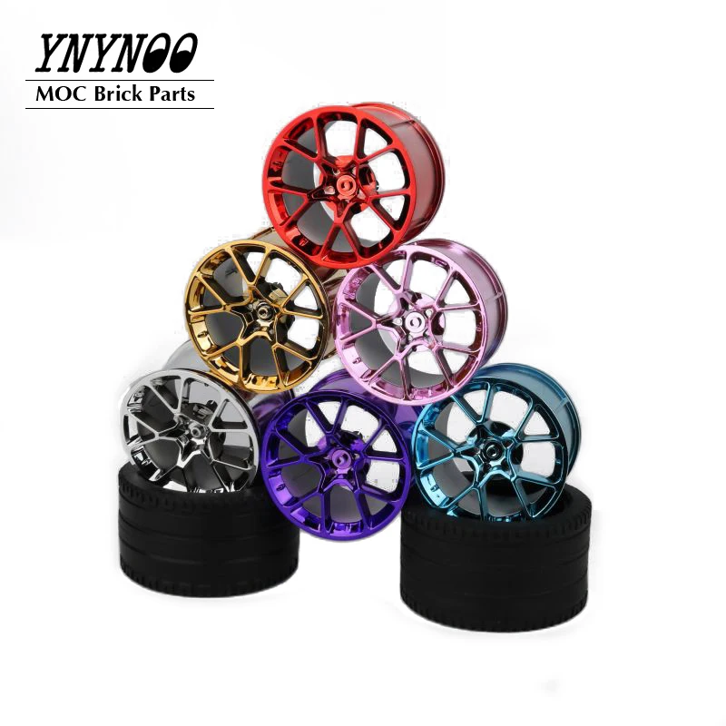 4PCS/lot High-Tech Building Blocks Plating Wheel Hub Tyres Bricks Parts 37383 23799 Compatible for 42056 42083 Bugatti Car Model