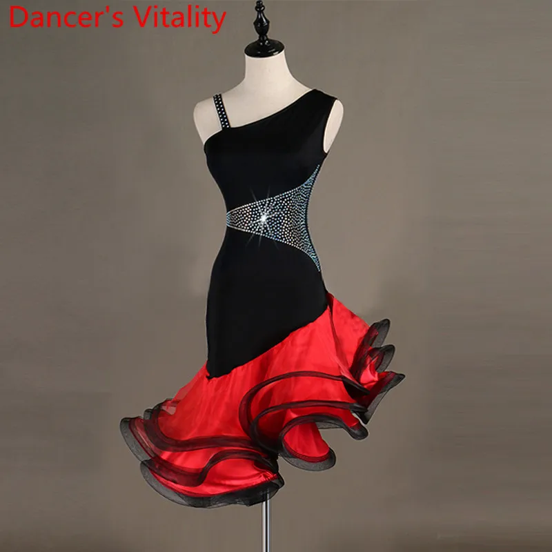 Women\'s Diamond Latin  Dance Sleeveless Tango Dance Dress Modern Dance / Cha Cha / Rumba Competition Dress