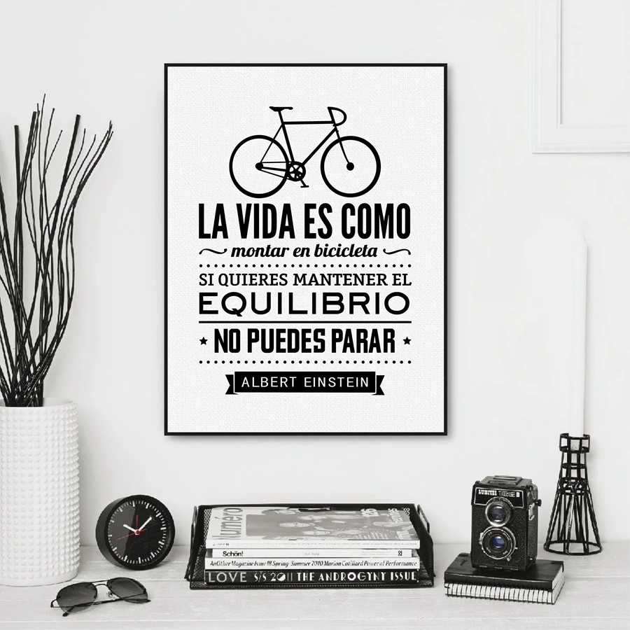 Spanish Life Quote Canvas Painting Art Print Poster Life is Like A Bicycle Spanish Living Room Home Decor Picture