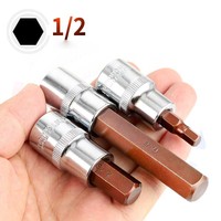 1PC 1/2‘ Drive Hex Bit Sockets H4 H5 H6 H7 H8 H9 H10 H12 H14 H19 Metric Screwdriver Bit Sockets Hand Tool Socket Joint Hexagonal