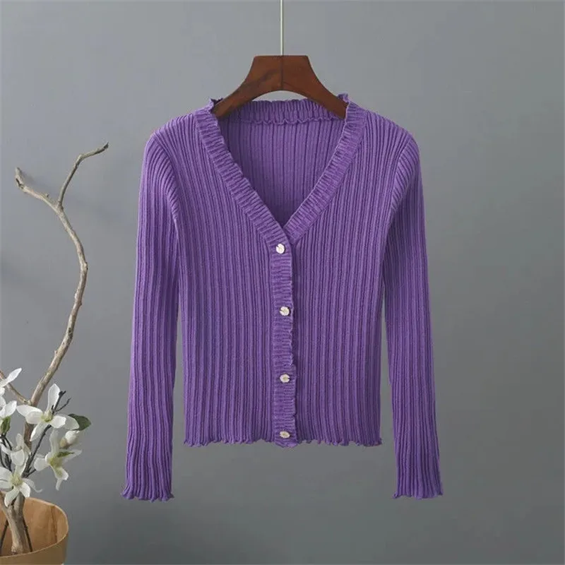 2022 Spring New Women's 4XL Knitted Cardigan Tops Single-Breasted Coat Women Short Fashion Knitwear Female Outwear