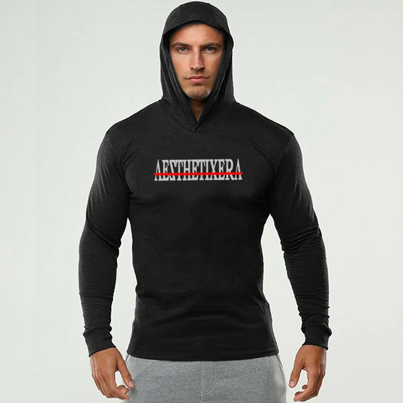 

Sport Gym T Shirt Men Rashgard Long Sleeve Hooded Sweatshirt Fitness Bodybuilding T Shirt Running Shirt Men Workout Jogging Tees