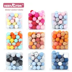 40Pcs Silicone Round Beads 9mm 12mm 15mm DIY BPA Free Nipple Holder Chain Eco-friendly Sensory Teething Teether Bead For Infant