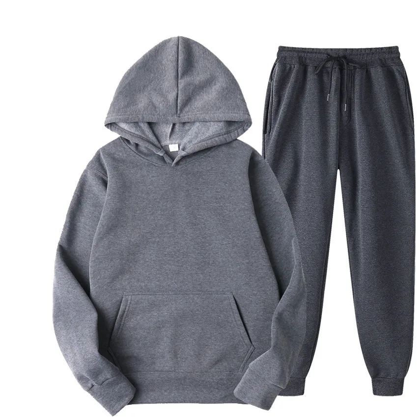 Neue Männer Set Frühling Herbst Mode Herren Trainingsanzug Baumwolle Komfortable Zwei Stück Lässige Sportswear-Set Männlichen Hoodies + Hosen Solide