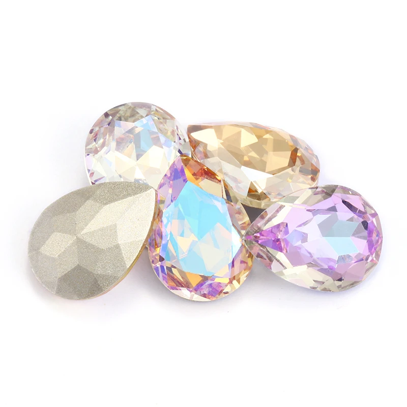 All Sizes Super Shining Fancy Tear Drop K9 Glass Loose Rhinestones Piontback Strass Crystal Glue on Clothes Jewelry Accessories