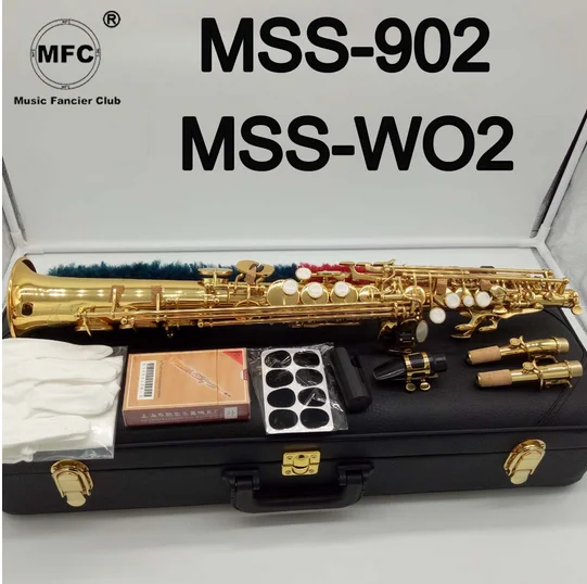 

Music Fancier Club Soprano Saxophone MSS-902 MSS-WO2 Gold Lacquer With Case Sax Soprano Mouthpiece Ligature Reeds Neck