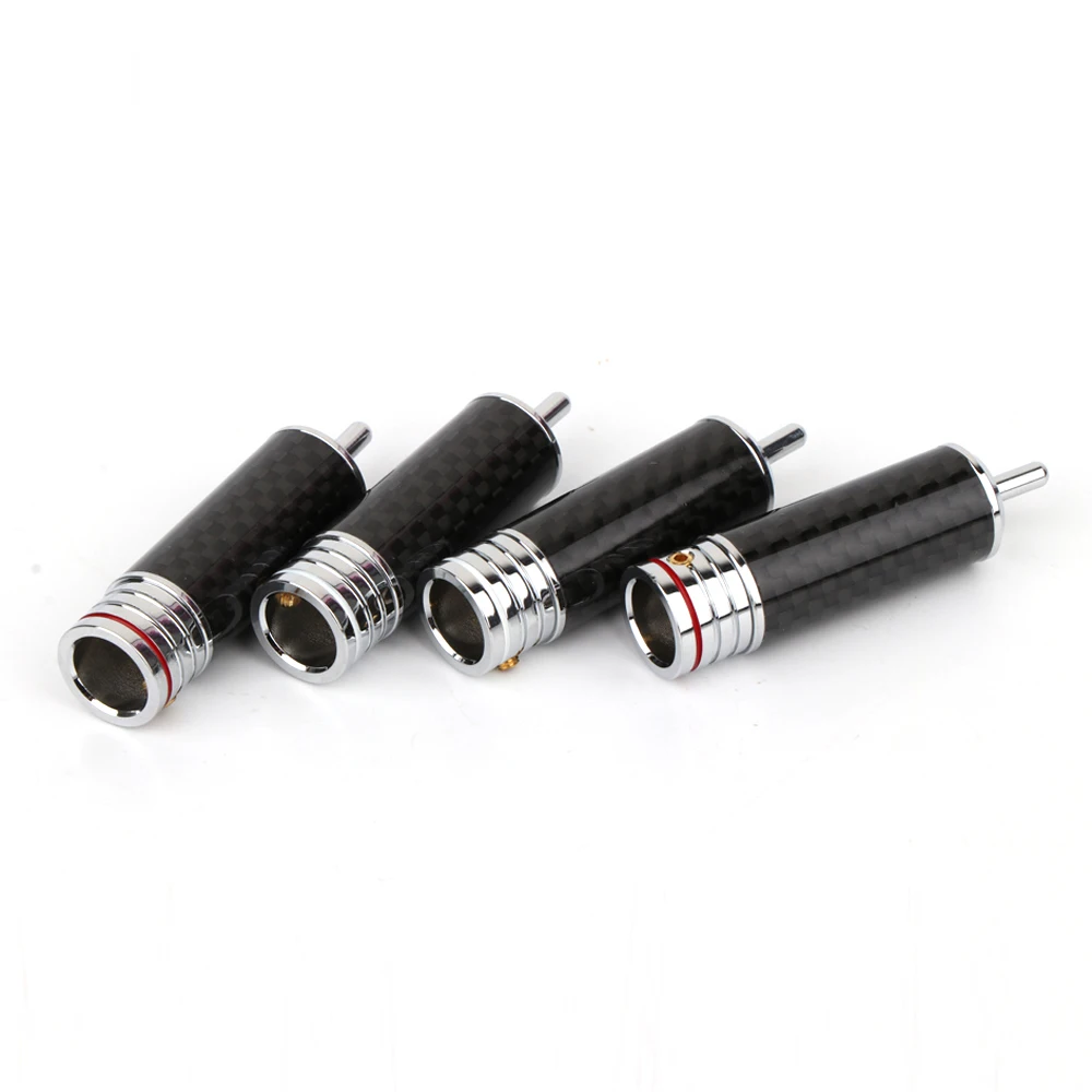 4 قطعة ألياف الكربون الروديوم مطلي RCA فونو التوصيل HIFI التناظرية كابل التوصيل لتقوم بها بنفسك اتصال خط إشارة الربط