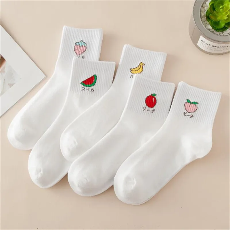 Girls Cute Fruit Short Socks Kawaii Women Strawberry Banana Peach Pineapple Watermelon Colorful Cotton Sock  School