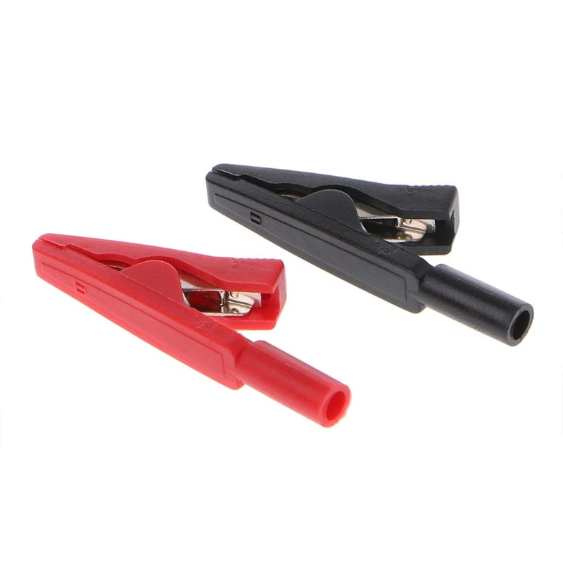 2 Pcs Insulated Alligator Clip, Alligator Adapter, 2mm Banana Female Adapter, Multimeter Alligator Clip