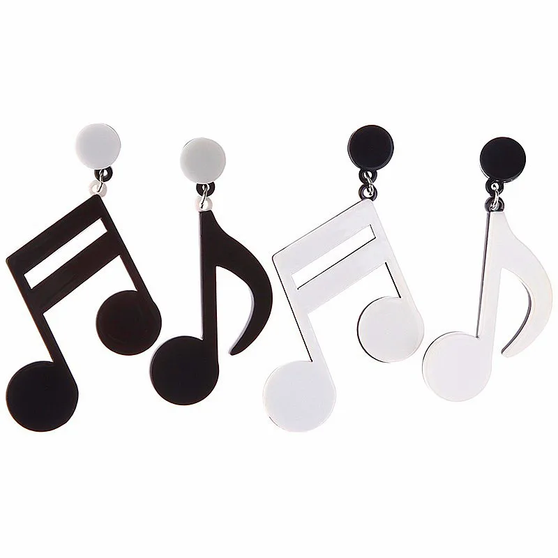 

Personality Cool Asymmetric Musical Notes Drop Earrings Black Lovely Acrylic Long Earrings Women Accessories Jewelry Bijoux