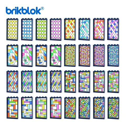 Printed Stained Trans Glass Windows 1x4x6 Building Blocks Toys MOC Bricks Decoration City House
