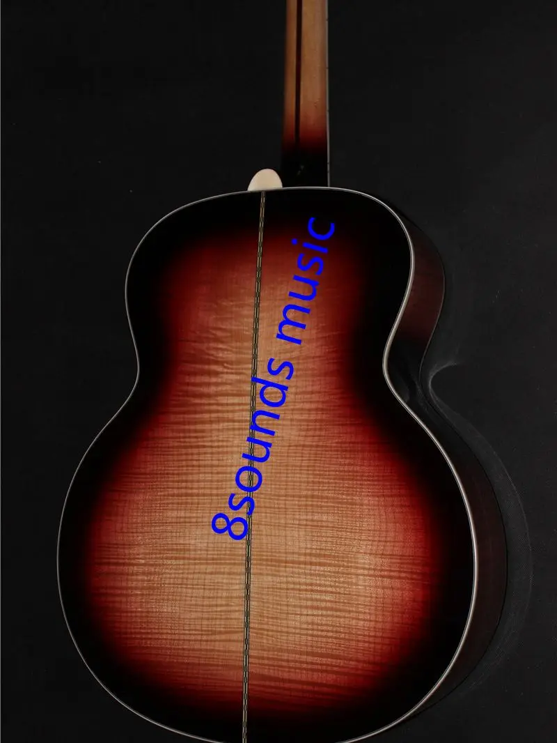 free shipping custom vintage AAA flame maple solid spruce jumbo vine inlay acoustic guitar double pickguard profession Guitarra