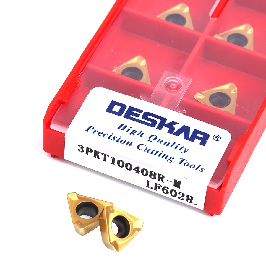 10 Chiếc 3PKT100408R-F LF6028 Tiện Bằng Máy CNC Biến Lưỡi Dao Tráng Xi Măng Carbide Hợp Kim Cắt Miếng Gia Công Thép Phần Dao Phay