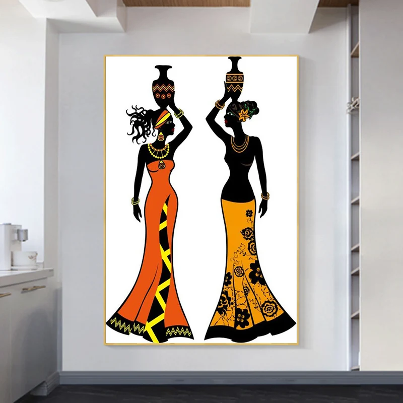 

Vintage African Woman Figure Art Canvas Painting Wall Art Posters Prints Wall Picture for Living Room Home Cuadros Decor