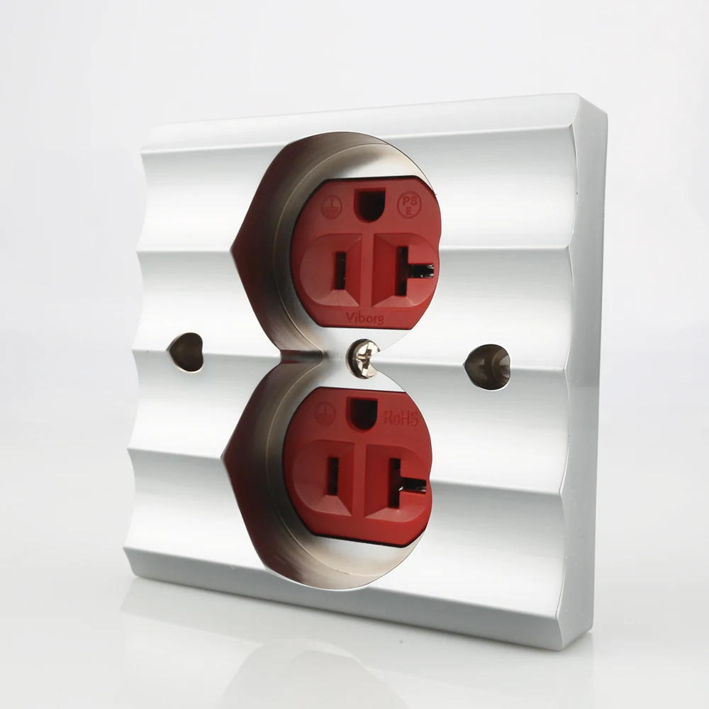 

Viborg VM02G Pure Red Copper Gold or Rhodium Plated US AC Power Receptacle Wall Outlet Copper Socket 20A 125V AC