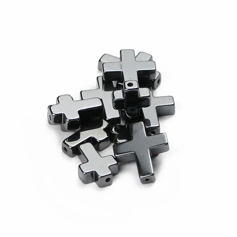 UPGFNK Natural Stone Cross Black Hematite Spacer Beads 4/6/8/10/14mm charm Loose beads For Jewelry making bracelet DIY Findings