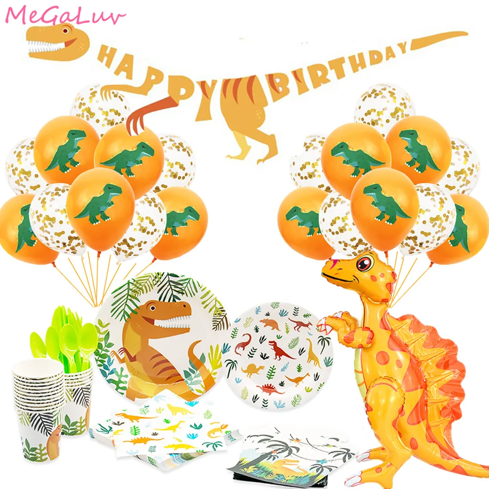 

Dinosaur Theme Party Dinosaur Balloon Disposable Tableware Set Kids Boy Birthday Party Decoration Dino Jungle Safari Party Decor