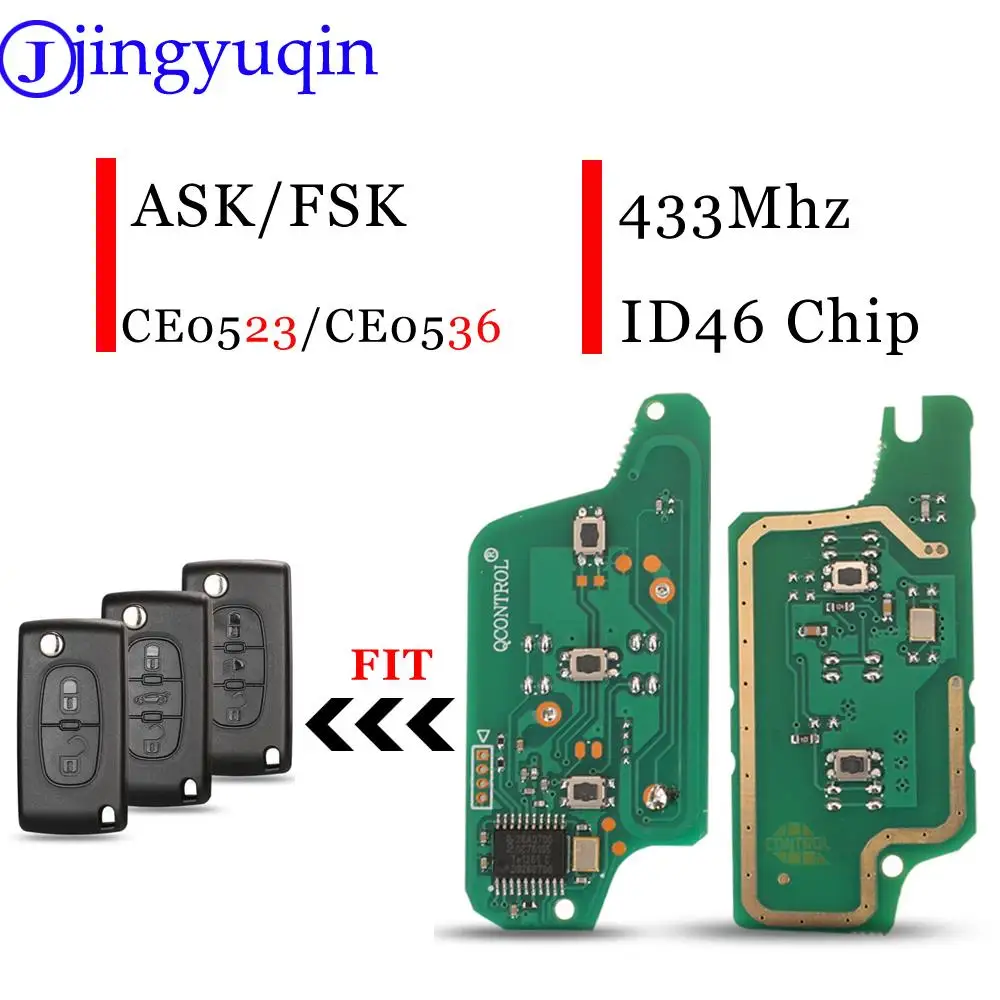 jingyuqin For Citroen C2 C4 C5 C6 Picasso For Peugeot 207 307 308 407 607 ASK/FSK Remote Key Circuit Board CE0523/CE0536