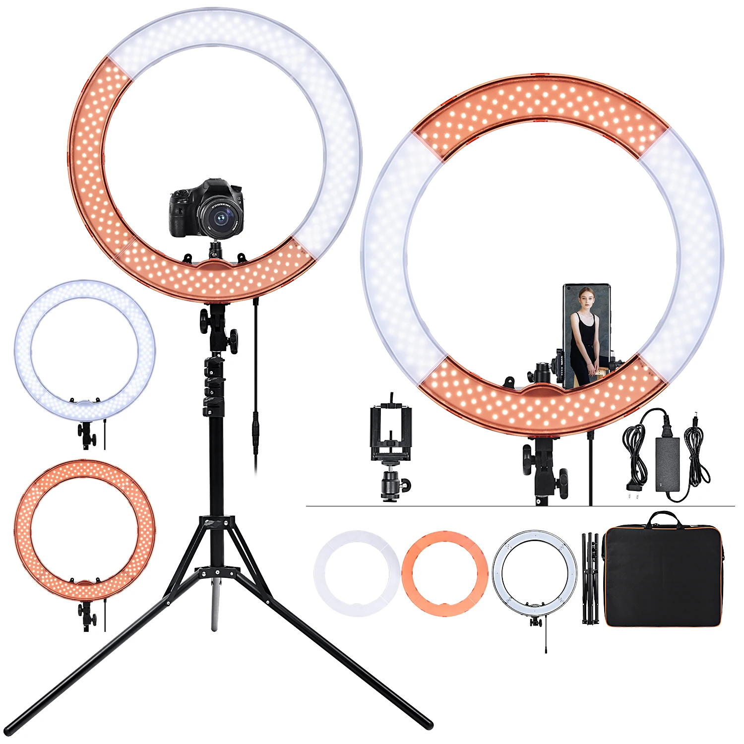 FOSOTO 18 Inch led Ring Light Photography Lamp Selfie Ringlight Led Ring Lamp With Tripod Stand For Makeup Youtube Tiktok