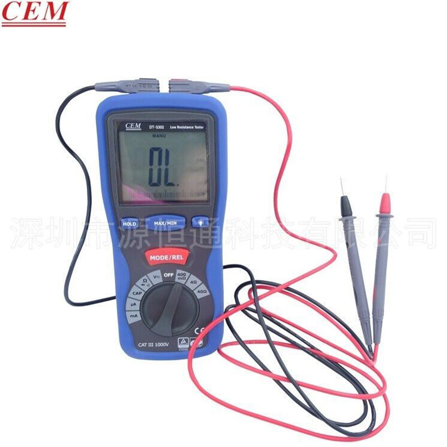 CEM DT-5302 Low Resistance Tester Professional Digital Grounding Resistance Tester Insulation Tester Four-Wire Milliohm Meter.