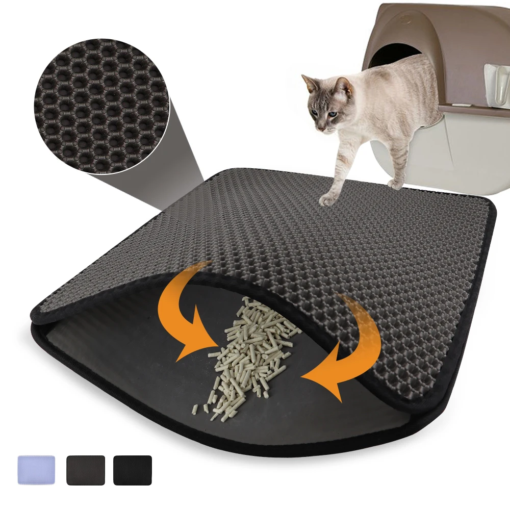 

Pet Cat Litter Mat Waterproof EVA Double Layer Cat Litter Trapping Pet Litter Box Mat Clean Pad Products For Cats Accessories