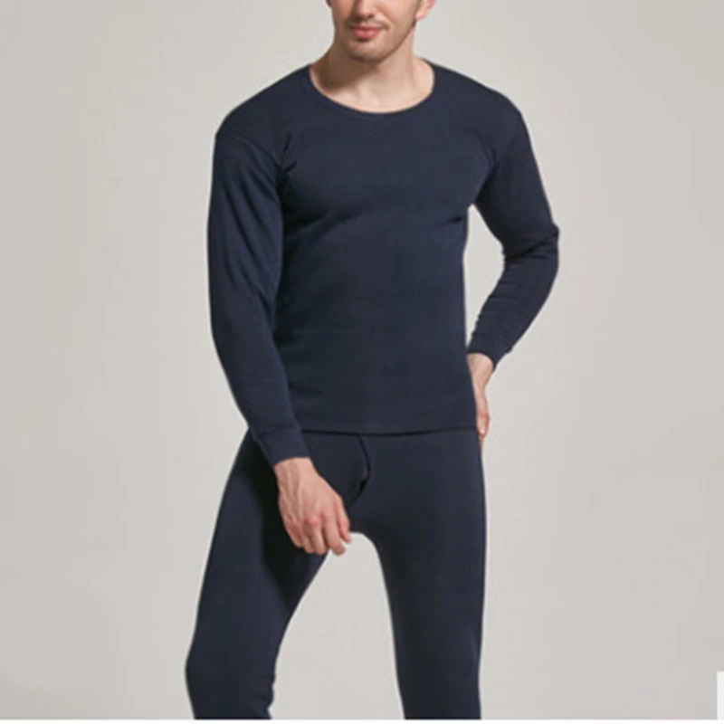 Men\'S Winter Plus Velvet Thermal Underwear Suit Sports Windproof Thickened Thermal Underwear Ski Underwear Suit Jacket + Pants
