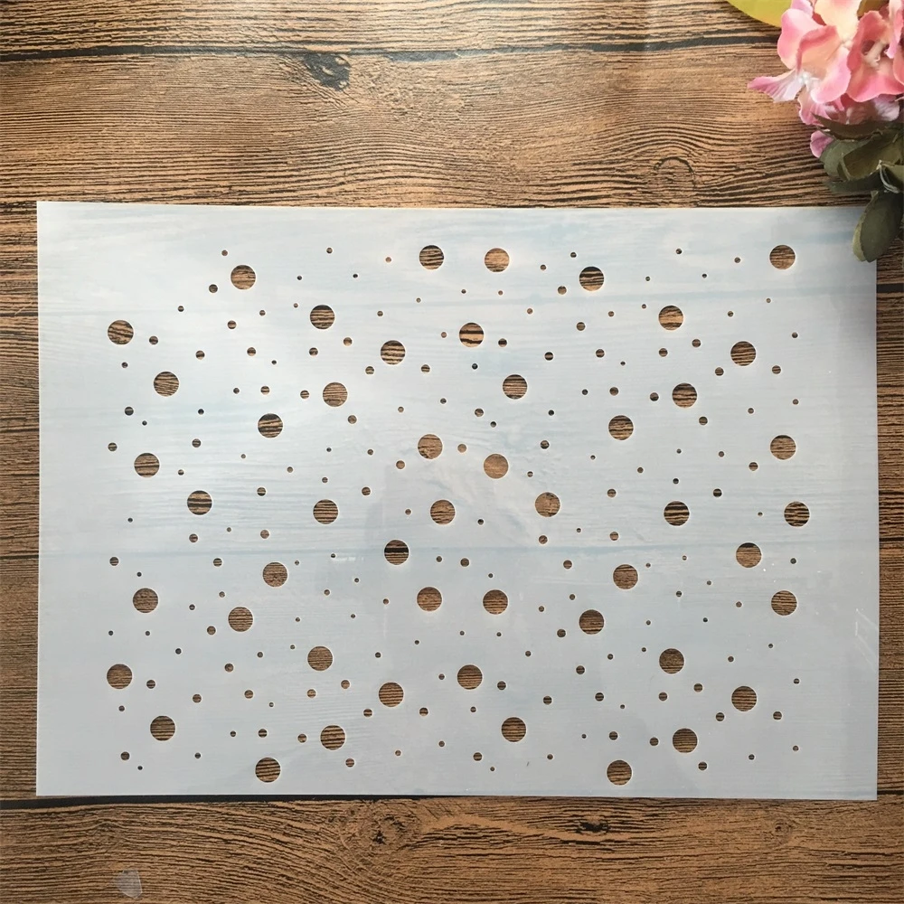 A4 29cm Polka Dot Round Point DIY Layering Stencils Wall Painting Scrapbook Coloring Embossing Album Decorative Template