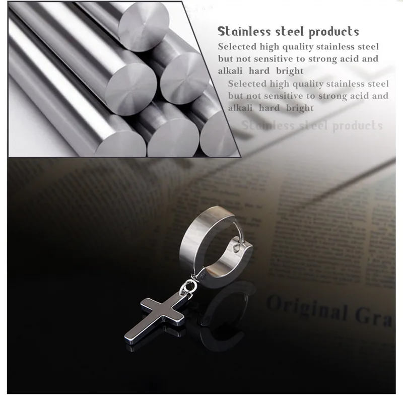 1 Stück Männer Frauen Punk Gothic Kreuz Übertrieben Klassische Metall Christian Kette Tropfen Baumeln Ohrringe Straße Hip Hop Schmuck Kpop – Detail 26